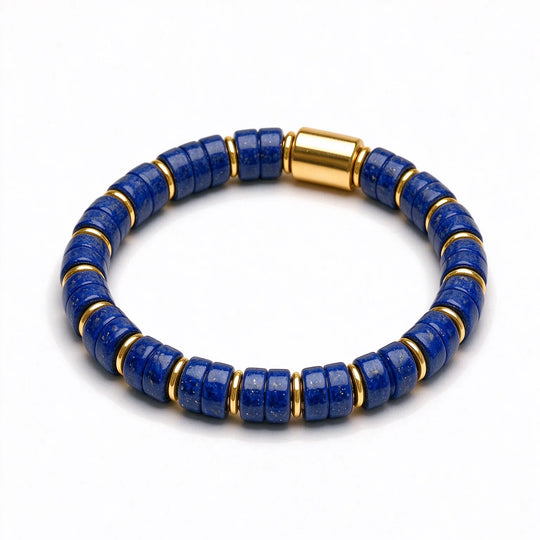 The Regent — Lapis Lazuli Gold Accent Bracelet (5mm)