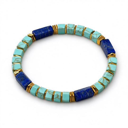 The Mosaic — Lapis Lazuli & Turquoise Bracelet (4mm)