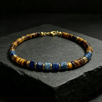 The Meridian — Tiger's Eye & Lapis Lazuli Bracelet (4mm)