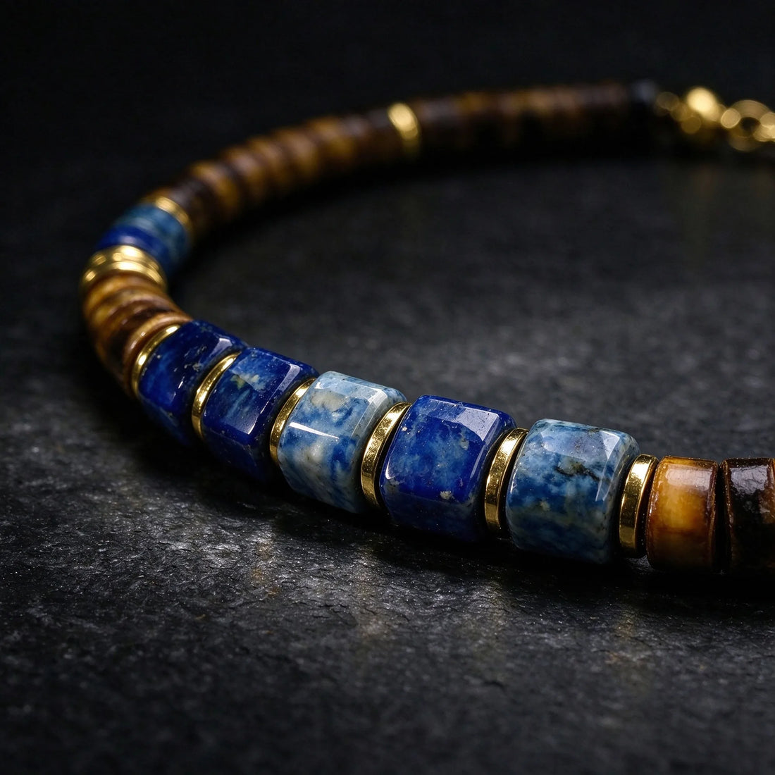 The Meridian — Tiger's Eye & Lapis Lazuli Bracelet (4mm)
