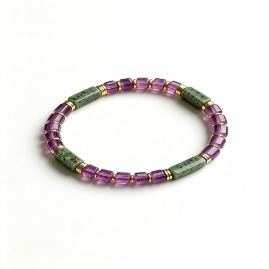 The Summit — Granite & Amethyst Bracelet (4mm)