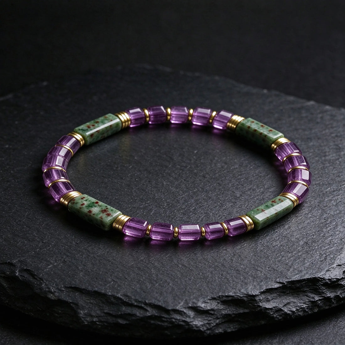 The Summit — Granite & Amethyst Bracelet (4mm)