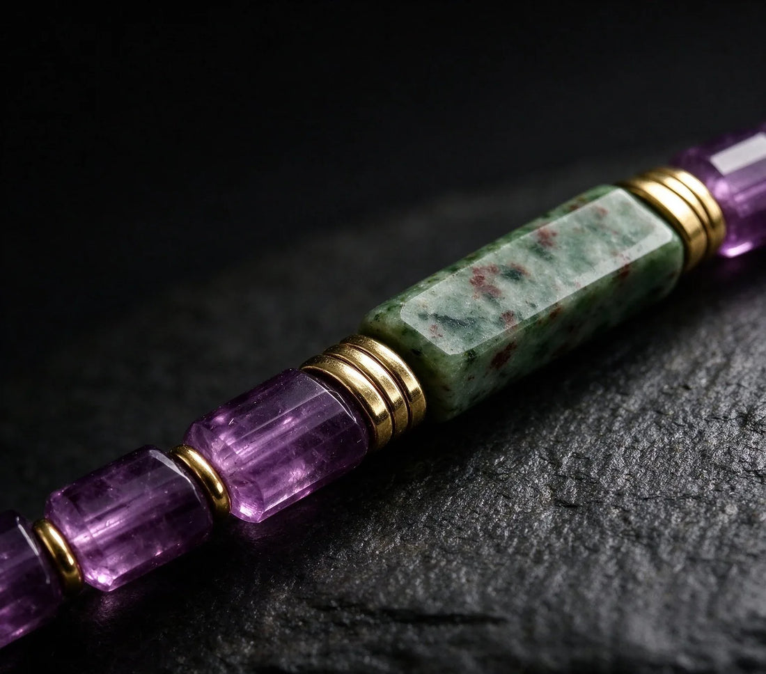 The Summit — Granite & Amethyst Bracelet (4mm)