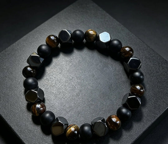 The Forge — Tiger's Eye & Black Onyx Bracelet (8mm)