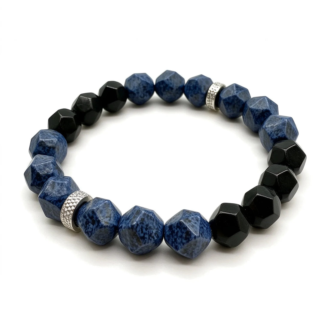 The Eclipse — Blue Pearl & Black Onyx Bracelet (10mm)