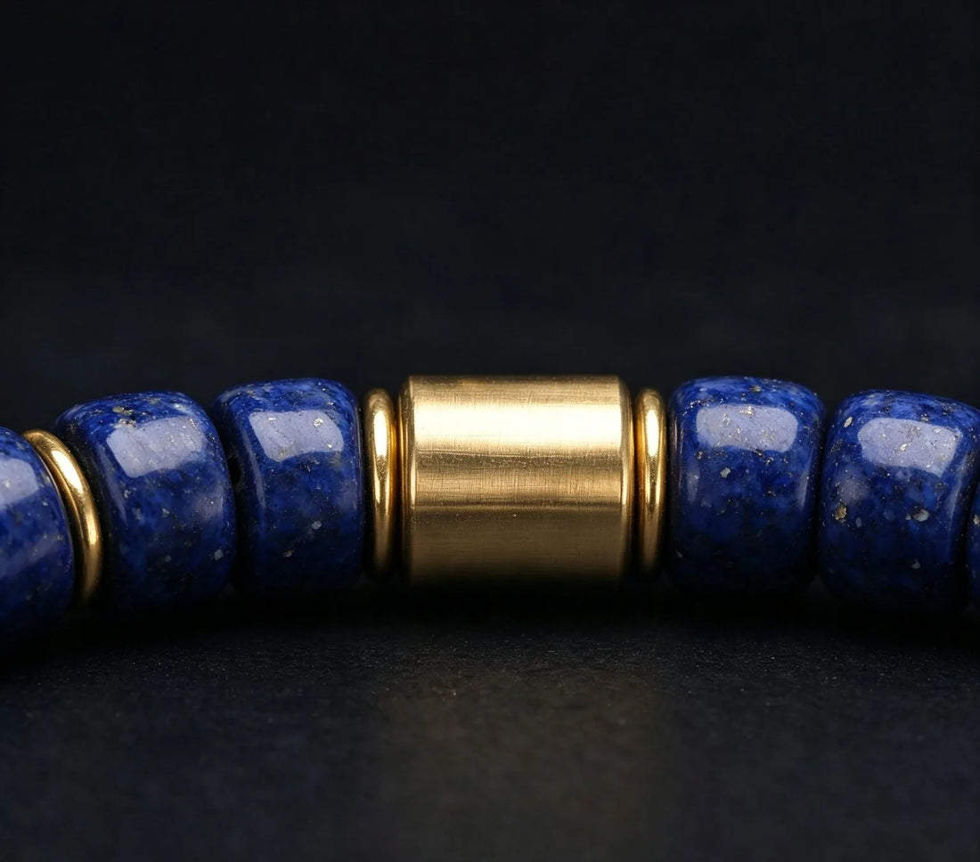 The Regent — Lapis Lazuli Gold Accent Bracelet (5mm)