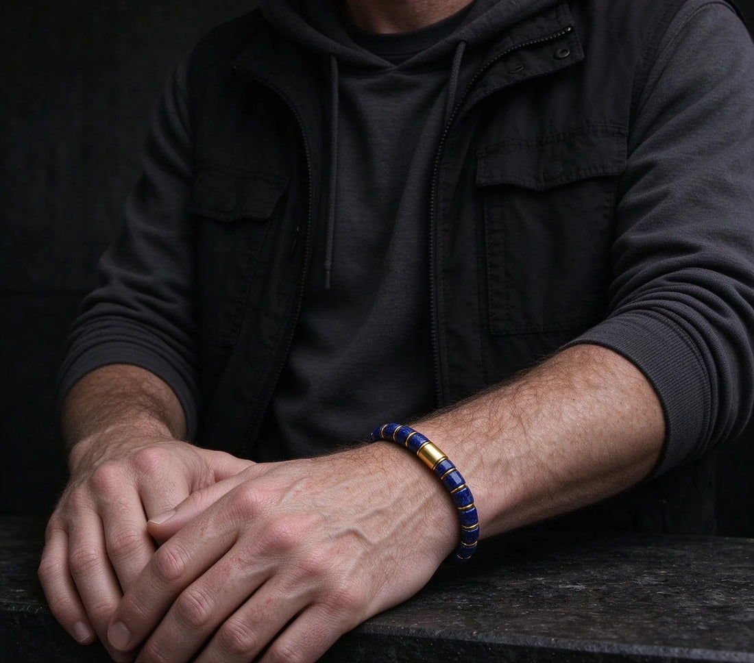 The Regent — Lapis Lazuli Gold Accent Bracelet (5mm)