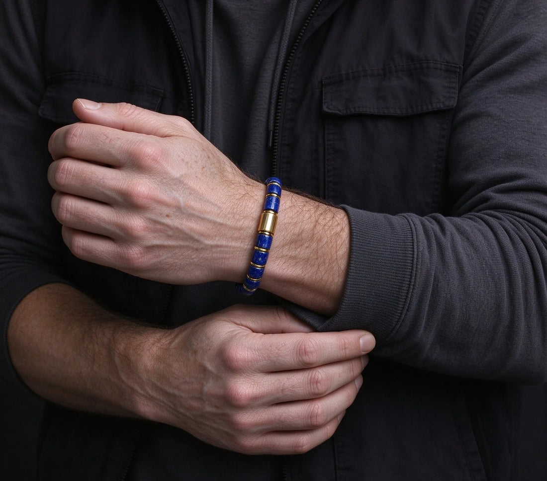The Regent — Lapis Lazuli Gold Accent Bracelet (5mm)