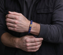 The Regent — Lapis Lazuli Gold Accent Bracelet (5mm)