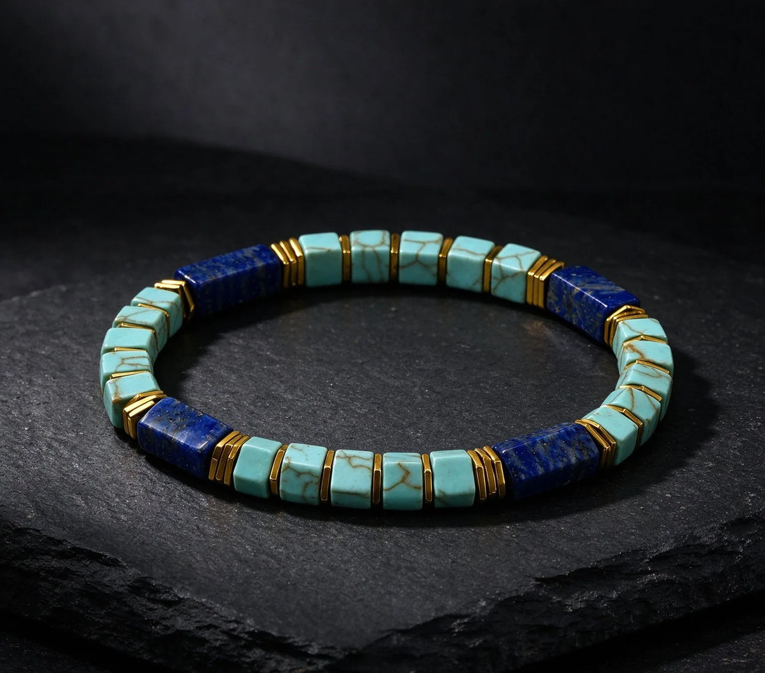 The Mosaic — Lapis Lazuli & Turquoise Bracelet (4mm)