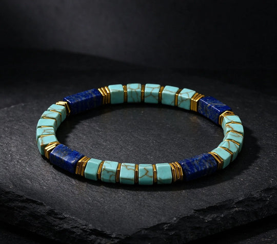 The Mosaic — Lapis Lazuli & Turquoise Bracelet (4mm)