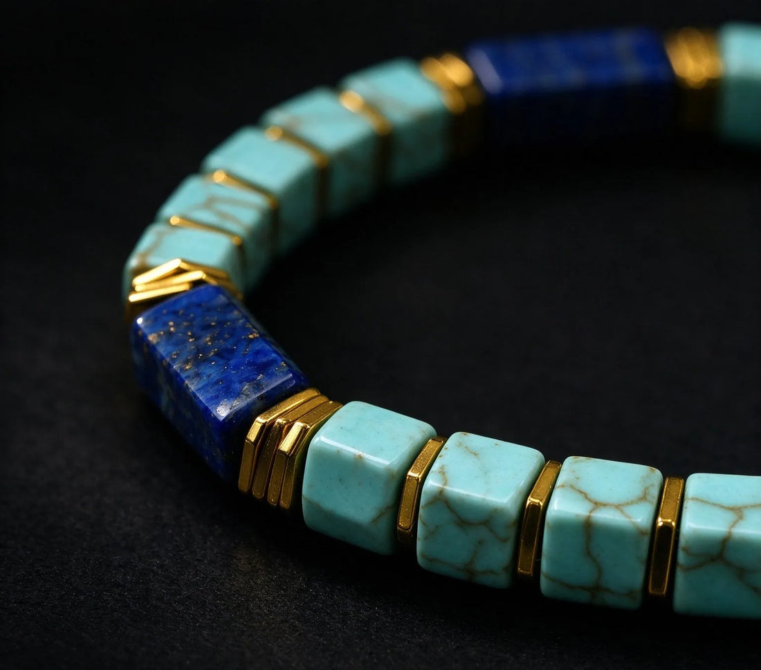 The Mosaic — Lapis Lazuli & Turquoise Bracelet (4mm)