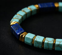 The Mosaic — Lapis Lazuli & Turquoise Bracelet (4mm)