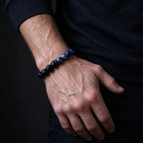 Obsidian & Blue Dumortierite bracelet, 10mm