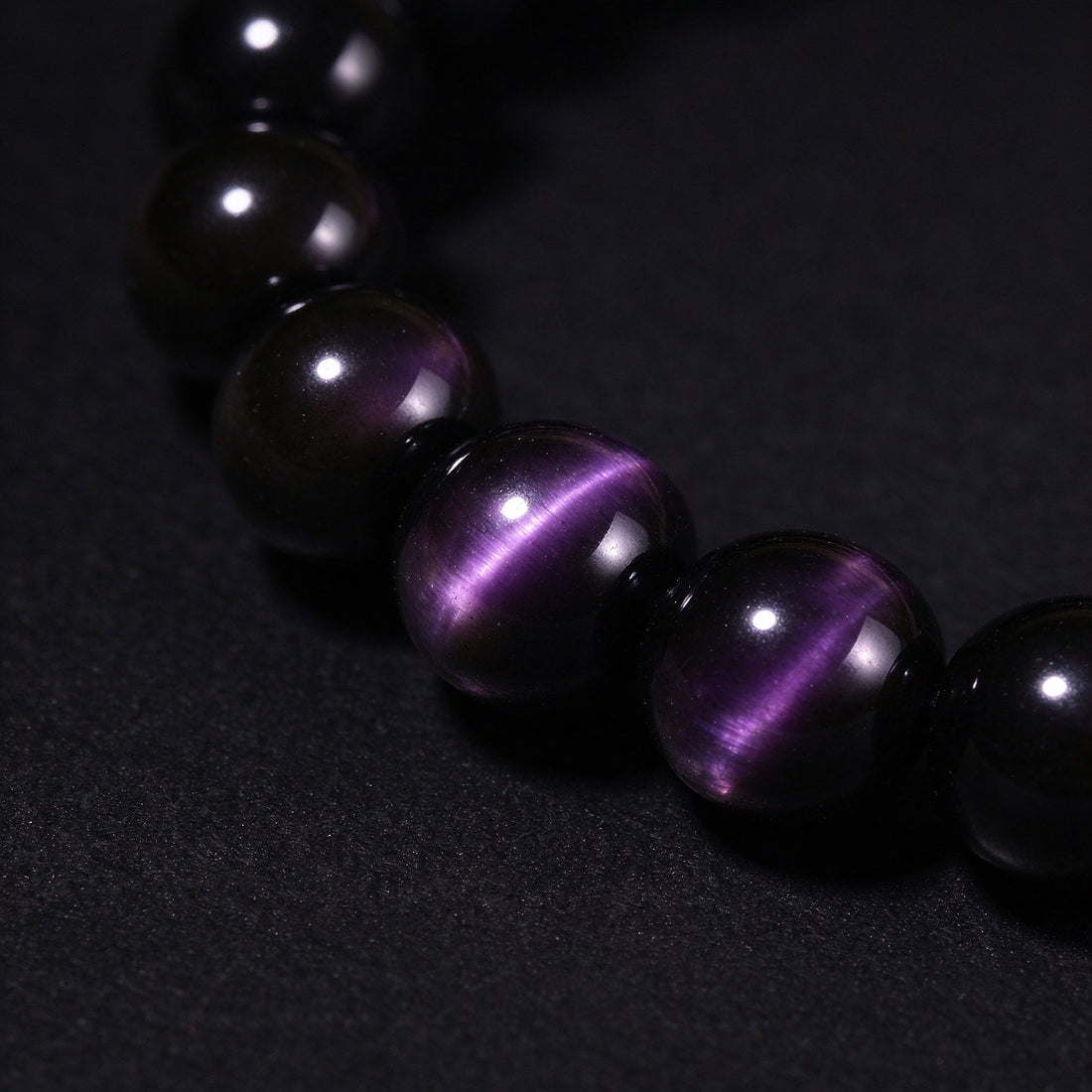 Tiger's Eye & Obsidian bracelet, 10mm