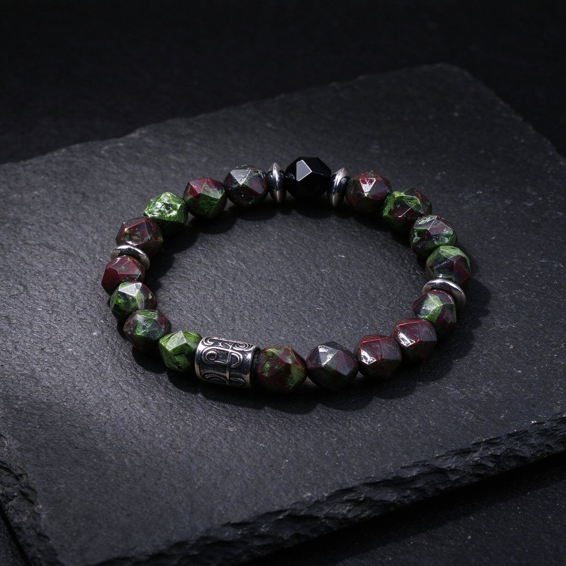 Tiger's Eye & Obsidian bracelet, 10mm