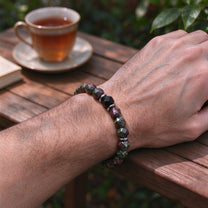 Tiger's Eye & Obsidian bracelet, 10mm