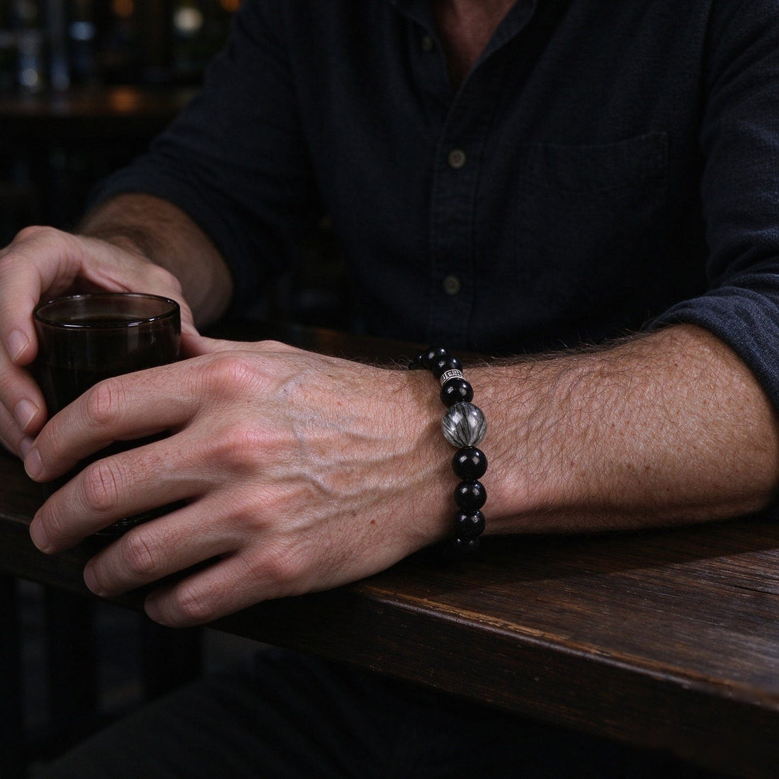 Obsidian & Labradorite bracelet, 10mm