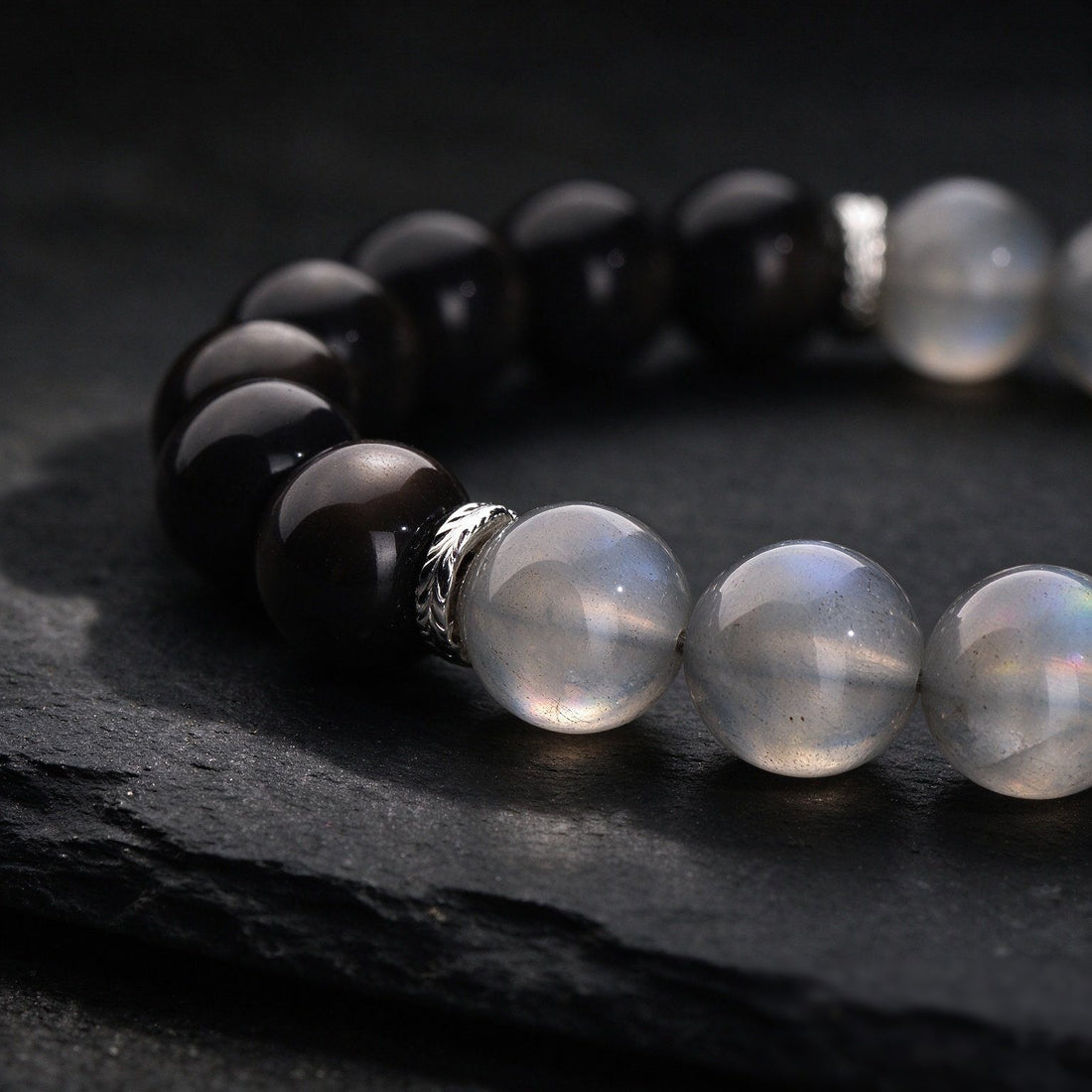 Obsidian & Labradorite bracelet, 10mm