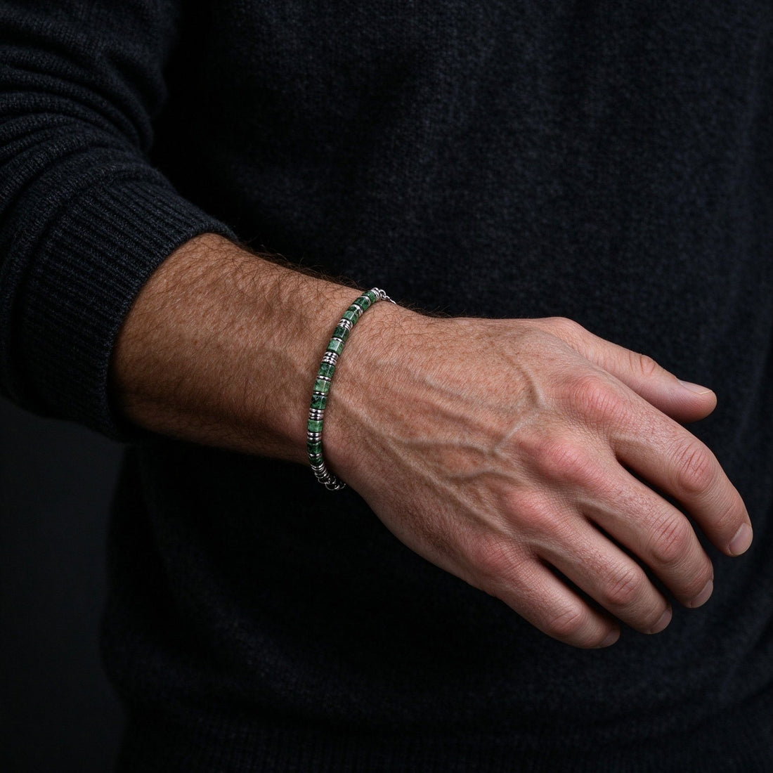 Silver Obsidian bracelet, 8mm